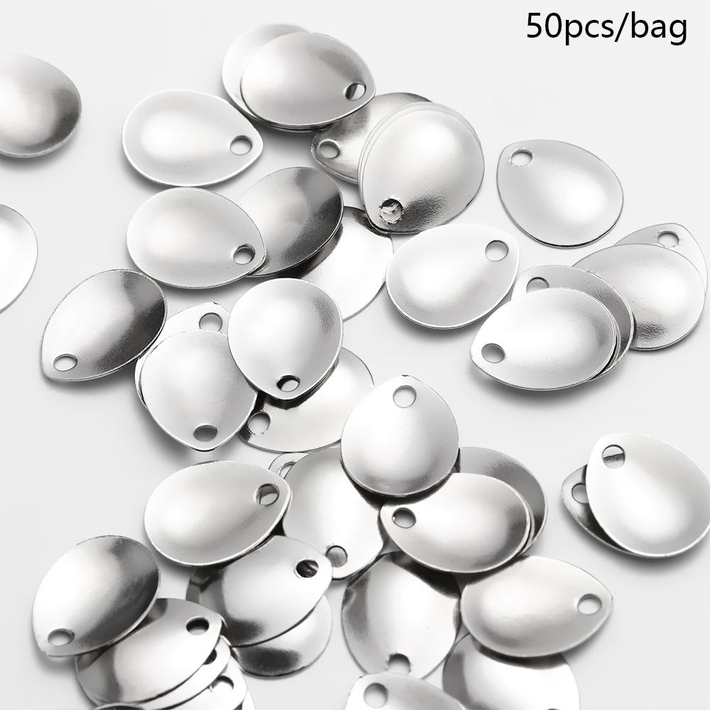 Fishing Lure Spoon - 50 pz argento nichel liscio paillettes