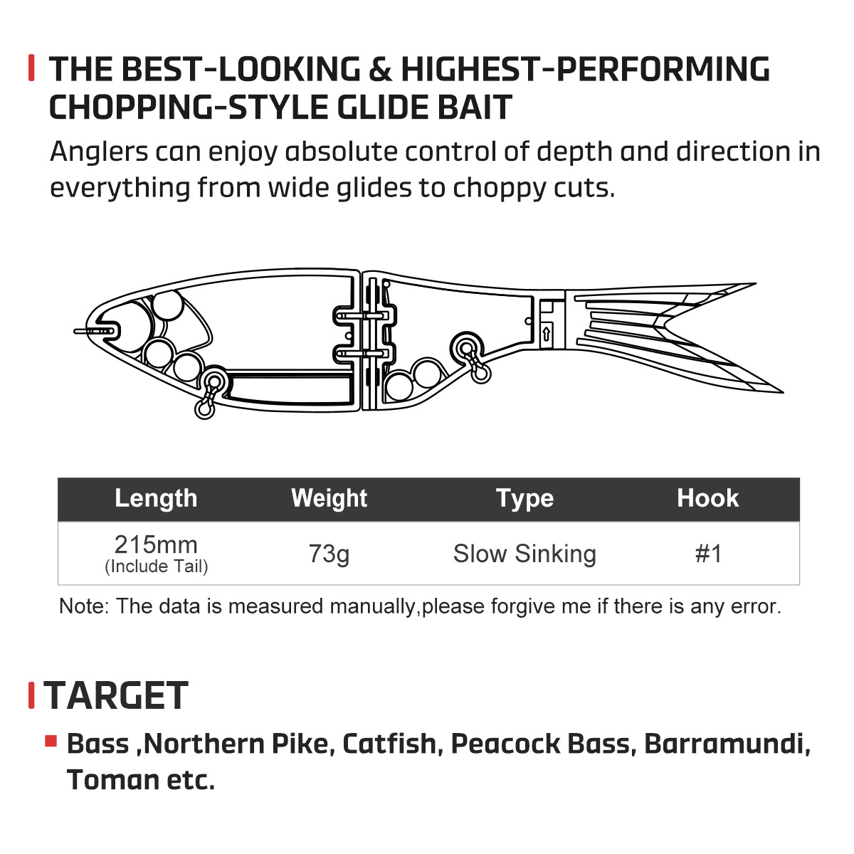 Noeby 215mm 73gAmata Glide Swi - Fishing Lure Spinnerbait recensione e prezzo